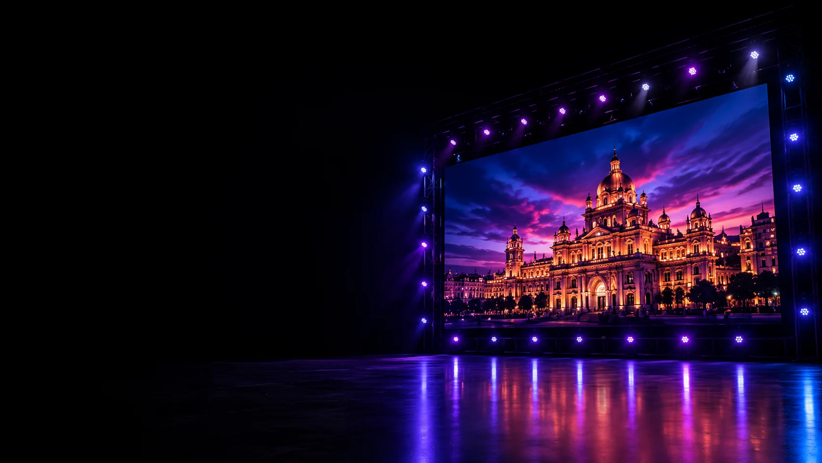 Alquiler de pantalla LED para eventos en Madrid Pantalla LED de gran formato instalada en un evento profesional en Madrid