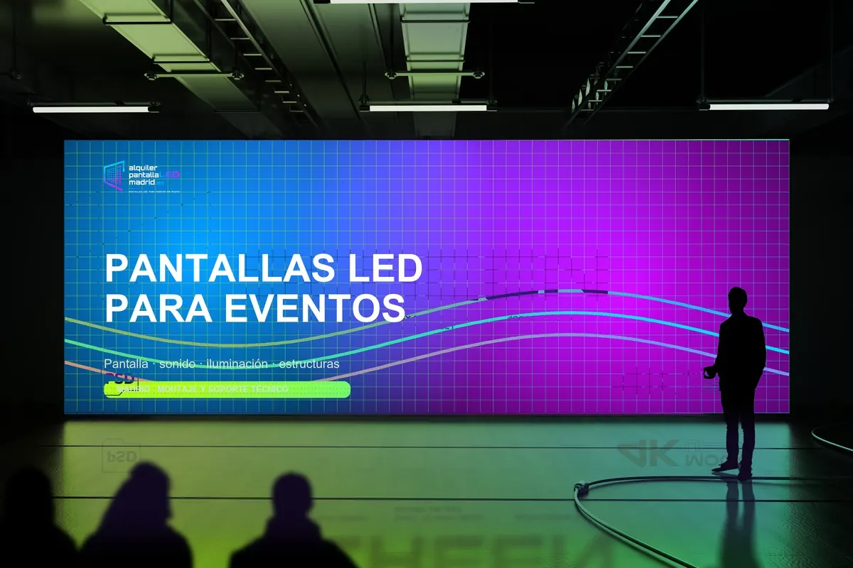 Pantalla LED para eventos corporativos en Madrid Pantalla LED panorámica para presentaciones y eventos corporativos en Madrid